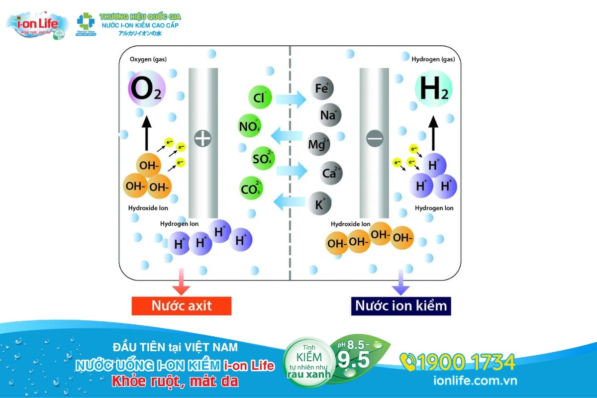 Điện phân cho ra nước acid và nước kiềm