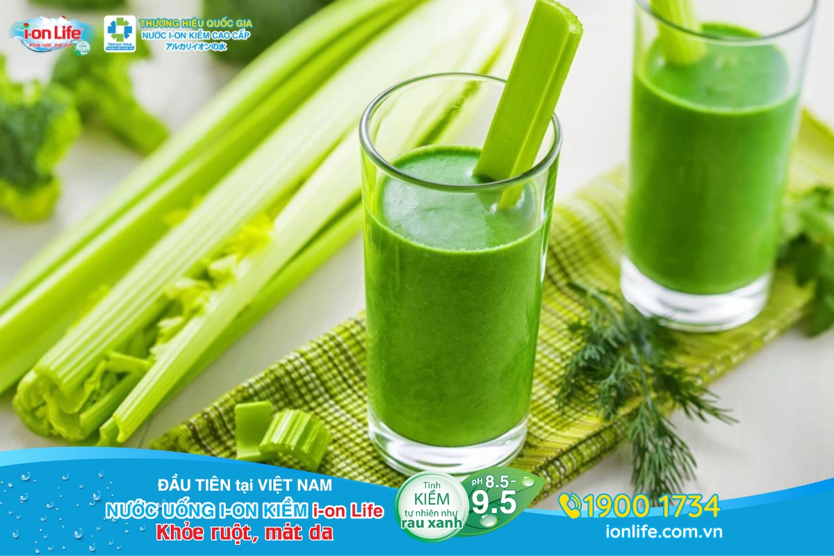 Nước ép cần tây hỗ trợ thải độc cân bằng cơ thể giúp da mịn màng rạng rỡ