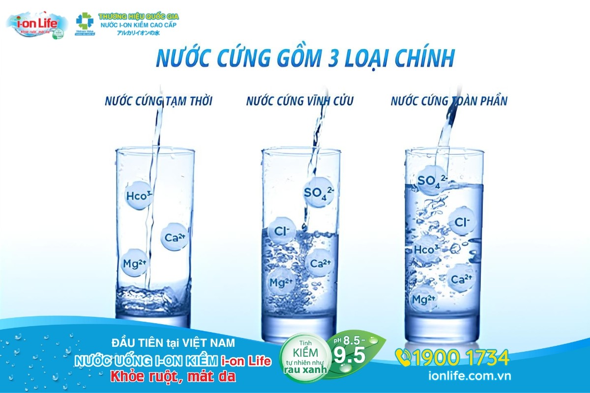 Có 3 loại nước cứng phổ biến